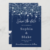 Moderne Blauwe & Witte Hangende Lichten sparen de  Kaart (Voorkant / Achterkant)