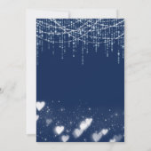 Moderne Blauwe & Witte Hangende Lichtjes Bruidsfee Kaart (Achterkant)