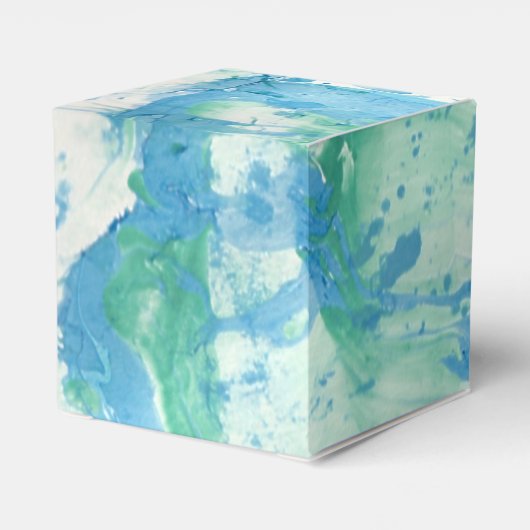 Moderne blauwe witte marmer Abstract Bedankdoosjes (Achterkant)