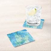 Moderne blauwe witte marmer Abstract Kartonnen Onderzetters (Insitu)