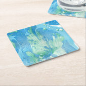 Moderne blauwe witte marmer Abstract Kartonnen Onderzetters (Schuin)