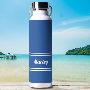 Moderne Blauwe & Witte Minimalistische Stijlvolle  Waterfles