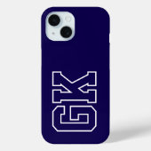 Moderne Blauwe Witte Monogram Eerste Letters Case-Mate iPhone Case (Achterkant)