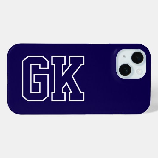 Moderne Blauwe Witte Monogram Eerste Letters Case-Mate iPhone Case (Achterkant (horizontaal))