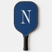 Moderne blauwe & witte monogram pickleball paddle (Achterkant)