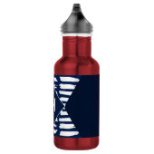 Moderne Blauwe Witte Patroon Stijlvolle Monogram Waterfles (Rechts)