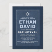 Moderne blauwe witte ster van David bar mitzvah Kaart (Voorkant)