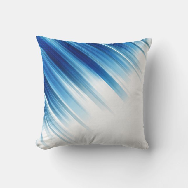 Moderne Blauwe & Witte Stormachtige Sierkussen (Voorkant)