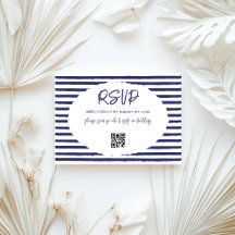 Moderne Blauwe Witte Strepen Trouwen