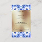 Moderne blauwe witte tegels goudplein - middelland visitekaartje (Achterkant)