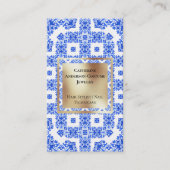 Moderne blauwe witte tegels goudplein - middelland visitekaartje (Voorkant)