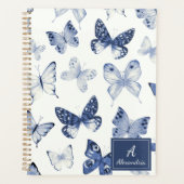 Moderne Blauwe & Witte Vlinder  Planner (Voorkant)