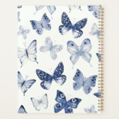 Moderne Blauwe & Witte Vlinder  Planner (Achterkant)