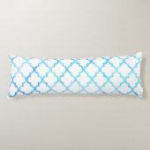 Moderne blauwe witte waterverf quatrefoliepatroon lichaamskussen (Voorkant)