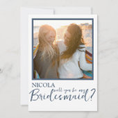 Moderne Blauwe & Witte Wil Je Mijn Bruidsmeisje Zi (Voorkant)