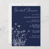 Moderne Blauwe & Witte Wilde Bloemen Bruidsdouche Kaart (Voorkant)