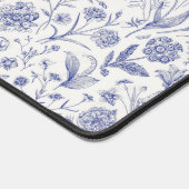 Moderne Blauwe & Witte Wildflower Aangepaste Naam Bureaumat (Hoek)