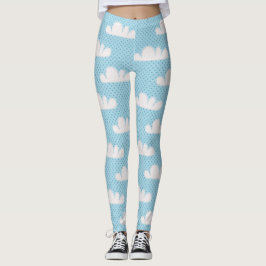 Moderne Blauwe Witte Wolken Leggings