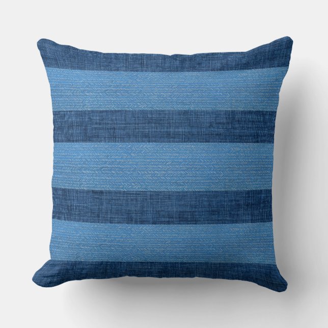 Moderne Blauwe Worp Kussen (Voorkant)