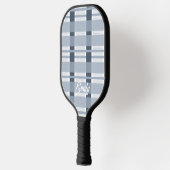 Moderne Blauwe Zachte Geruite Naam Pickleball Padd Paddle (Links)