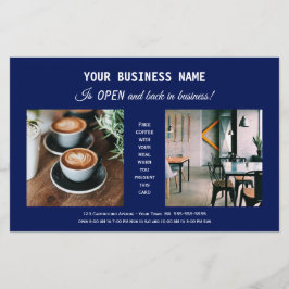 Moderne Blauwe Zakelijke Heropening Promotie Flyer