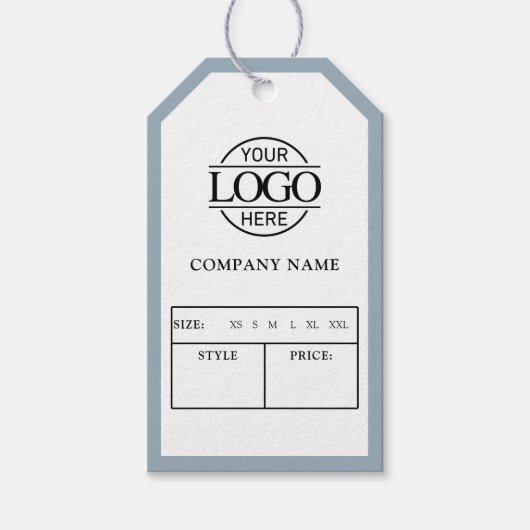 Moderne Blauwe Zakelijke Logo Kleding Prijslabel Cadeaulabel (Voorkant)