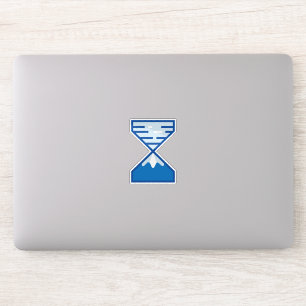 Moderne Blauwe Zandloper Berg Natuur Sticker