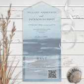 Moderne blauwe zeebaars QR-code All In One Uitnodiging