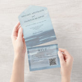 Moderne blauwe zeebaars QR-code All In One Uitnodiging (Afscheurbaar)