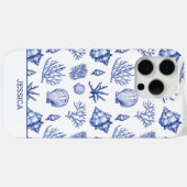 Moderne Blauwe Zeeschelp Aangepaste Naam Kuststran Case-Mate iPhone Case (Achterkant (horizontaal))