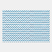 Moderne Blauwe Zigzag Gestreepte Kerstcadeau Inpakpapier Vel (Voorkant 3)