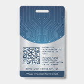 Moderne blauwe zilveren IT-tech personeelsfoto ID Badge (Achterkant)