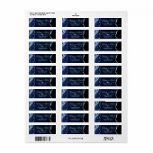 Moderne Blauwe & Zilveren Nep Glitter Agate Huweli Etiket (Full Sheet)