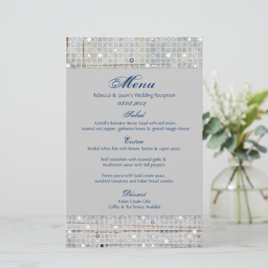 moderne blauwe zilveren winterbruiloft (Staand voorkant)