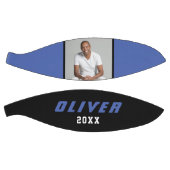 Moderne blauwe zwarte aangepaste naam Tekst foto Basketbal (Panelen)