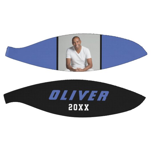 Moderne blauwe zwarte aangepaste naam Tekst foto Basketbal (Panelen)