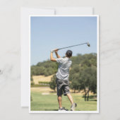 Moderne blauwe & zwarte afstudeer golf foto afstud aankondiging (Achterkant)