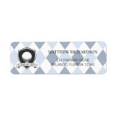 Moderne Blauwe Zwarte Golf Afstudeeradres Etiket (Voorkant)