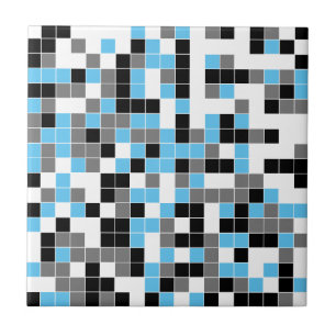 Moderne blauwe zwarte grijze geometrische keramisc tegeltje