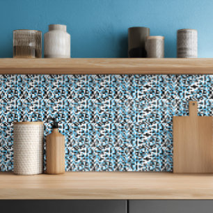 Moderne Blauwe Zwarte Grijze Geometrische Keramisc Tegeltje