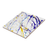 Moderne blauwgele waterverf splatters patroon tegeltje (Zijkant)