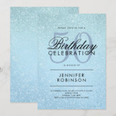 Moderne blauwglitterverf van elke leeftijd kaart (Voorkant / Achterkant)