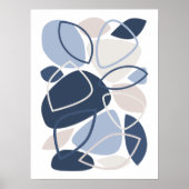 Moderne Blauwgrijze Abstracte Patroon Poster (Voorkant)