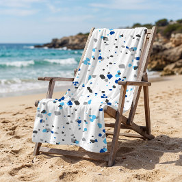 Moderne Blauwgrijze Geometrische Terrazzo Patroon Strandlaken