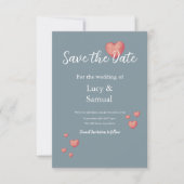 Moderne Blauwgrijze Hart Save The Date Kaart (Voorkant)