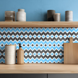 Moderne Blauwgrijze Heringbone Chevron Patroon Tegeltje