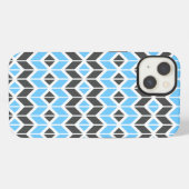 Moderne Blauwgrijze Heringbone Geometrisch  iPhone Hoesje (Achterkant horizontaal)