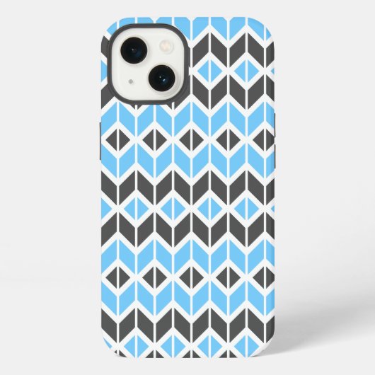 Moderne Blauwgrijze Heringbone Geometrisch  iPhone Hoesje (Achterkant)