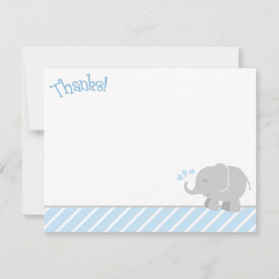 Moderne Blauwgrijze Olifant Baby Shower voor Jonge Bedankkaart