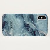 Moderne blauwgrijze trendy faux marmer textuur Case-Mate iPhone case (Achterkant (horizontaal))